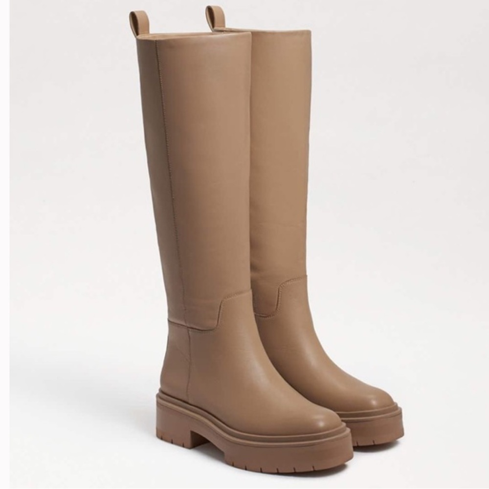 Sam Edelman Womens Larina Leather Pull On Knee-High Boots Tan size 6